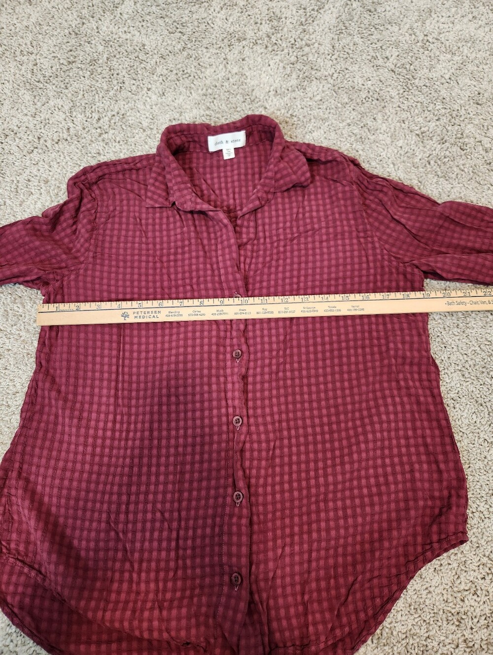 Cloth & Stone Classic Button Up Shirt In Merlot Harvest Size Medium - Picture 7 of 8